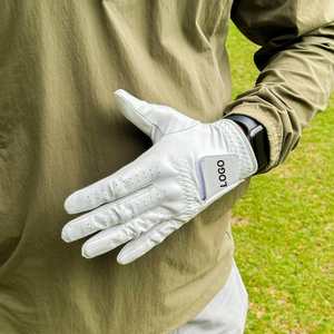 Gants de golf en cuir véritable respirant pour droitier, unisexe, rouge, blanc, bleu marine, fermeture à crochets et boucles - Product Image 5