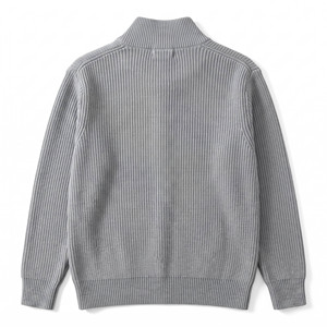 Cardigan gris en maille pour homme, fermeture éclair intégrale, col mandarin, manches classiques, couleur unie, idéal pour l'automne, en acrylique anti-boulochage - Product Image 2
