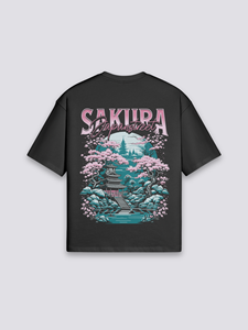 Camiseta Sakura Transpirable de Verano, Lavable, de Algodón Puro, Estilo Vintage Retro, Teñida con Cera, de Corte Holgado y Manga Corta - Product Image 1