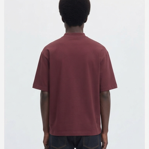 T-shirt Homme Oversize Bordeaux de Haute Qualité avec Imprimé Logo Flamme, Manches Courtes, Col Rond, Décontracté, en Coton Jersey, Style Streetwear - Product Image 3