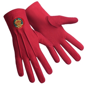 Guantes de Regalia de Algodón Rojo de Lujo de la Orden del Amaranto con Parche Bordado - Product Image 3