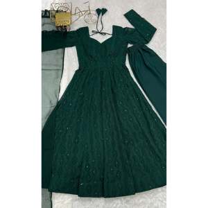 Designer Anarkali Gown with Pent and Dupatta Modest Wedding Party Wear - Product Image 1
