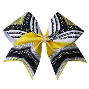 Cheerleading Uniform <b>Skirt</b> Set White Black Green <b>Glitter</b> Print Rhinestone Decorated For Teenagers - Product Image 6