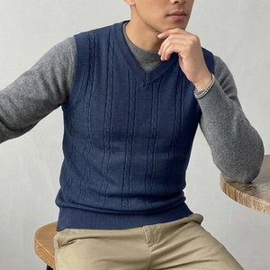 Men's Knitted <b>Vest</b> Sweater Preppy Style Color Matching Stripes Casual Sleeveless Pullover V-Neck Loose Couple Layering Waistcoat - Product Image 4