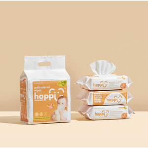 ผ้าเช็ดทำความสะอาดต้านเชื้อแบคทีเรียฮอปปี้ เบบี้ 80 แผ่นต่อแพ็ค - Product Image 1
