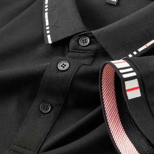 Haute qualité hommes décontracté Jacquard Polo à manches courtes affaires Polo Tee haut à col avec bouton patte Golf Polo chemise - Product Image 4