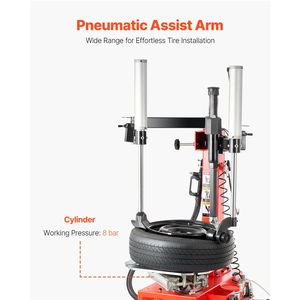Smontagomme Durevole con Motore in Rame da 1.5HP, Alimentazione 220V, Manometro Pressione Aria, Braccio di Assistenza Pneumatico, Azionamento a Pedale - Product Image 6