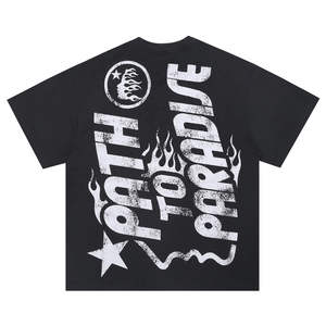 Camiseta Oversize para Hombre, 300GSM, Estilo Hip Hop, Corte Holgado, Cuello Redondo, Lavado Ácido, Estampado Trasero Personalizado DTG, 100% Algodón Tejido - Product Image 2