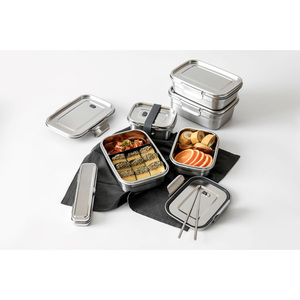 [GEOS CORPORATION] Defenso Stainless Steel <b>Lunch</b> Boz Stainless Steel Airtight Food Storage Container <b>Set</b> Rectangular Kitchen - Product Image 1
