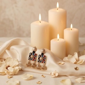 Boucles d'oreilles clous géométriques bohèmes légères en argent avec zircon pour fêtes ou cadeaux, style religieux tendance - Product Image 6