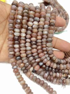 Cuentas de Piedras Preciosas al por Mayor, Cuentas de Piedra Lunar de Chocolate Natural AAA, Cuentas Facetadas en Forma de Rondelle de 8 mm, Hilo de 8 Pulgadas - Product Image 4