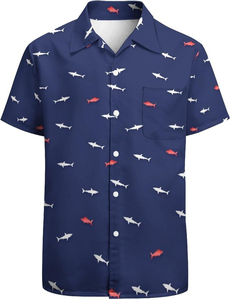 Camisa de hombre con estampado completo, manga corta, estilo hawaiano, tropical, playera informal con botones, para verano, colorida, con estampado floral. - Product Image 1