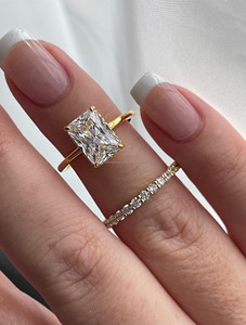 ซ่อนรัศมีสีทองสดใส925เงินชุดสำหรับเจ้าสาวแหวนหมั้นเพชรโมอิสครึ่งวงเป็นของขวัญ - Product Image 2