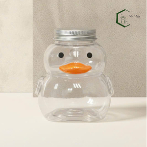 500ml Cute Duck Shape PET Plastic Bottle with Aluminum <b>Screw</b> Lid OEM Beverage Packaging for Milk Tea Juice Coffee <b>Secure</b> Sealing - Product Image 5