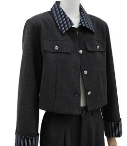 Conjunto de Dos Piezas para Mujer, Estilo Profesional, Holgado, Manga Larga con Rayas, Venta al Por Mayor, Estilo Veraniego - Product Image 4