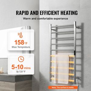 Scaldasalviette da Parete a 10 Barre, Impermeabile IPX5, con Display LED e Timer per Bagno - Product Image 2