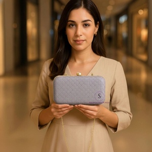 Indian Handmade Women's Embroidered Sequins Design Clutch Purse Evening Clutch <b>Bag</b> with Detachable Chain Strap for women Handbag - Product Image 3