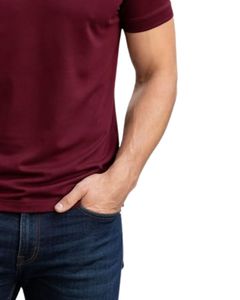 Polo de Algodón Borgoña para Hombre con Cuello de Media Cremallera, Corte Ajustado, Manga Corta, Estilo Casual de Verano, Fabricante OEM, Suministro al por Mayor - Product Image 6