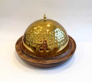 Morden Luxury Acacia Wood Serving Dishes With Brass Golden Lid Arabic Ramadan Serving Platter Islamic Home Decor for Eid Use - Product Image 1