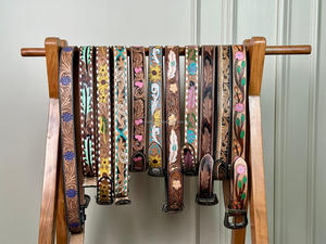 Nuevo cinturón floral de cuero de vaca occidental hecho a medida de calidad superior con diseño mecanizado a mano, proveedor de Fabricante superior en India - Product Image 5