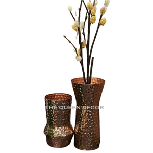 Lot de 2 vases à fleurs en fer forgé, style européen, finition marron antique, texture martelée, pour décoration de style côtier - Product Image 1