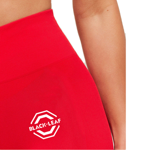 Shorts Deportivos Rojos de Cintura Alta para Mujer, Sexy, de Secado Rápido, Tejidos en Spandex y Poliéster, Cintura Elástica, Color Sólido, Ropa Deportiva - Product Image 2