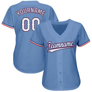Jersey de Béisbol Azul Claro con Botones, MOQ Bajo, Nombre y Número Personalizados, Uniforme Deportivo con Logotipo Personalizado - Product Image 2