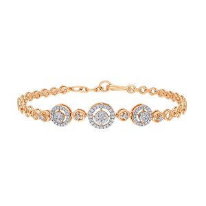 Pulsera de Oro Rosa con Diamantes de 0.60 Ct, Corte Brillante Redondo, Engaste Circular, Pulsera de Lujo para Mujer - Product Image 4