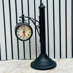 Horloge de rue portable en aluminium embossé faite à la main, double face, style moderne, pour bureau et cheminée, décoration de gare ferroviaire - Product Image 1