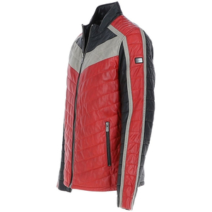 Men's PU Quilted Moto Jacket Stand Collar Windproof Regular Fit Autumn Solid Color Zipper Closure - Product Image 3
