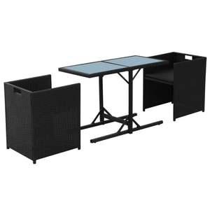 Conjunto de Jardín de Ratán PE Negro con Mesa y Sillas de Acero, Vidrio y Poliéster - Product Image 5