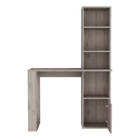 DEPOT E SHOP Escritorio Ripley gris claro con estantería y gabinete, conjunto de escritorio funcional para computadora