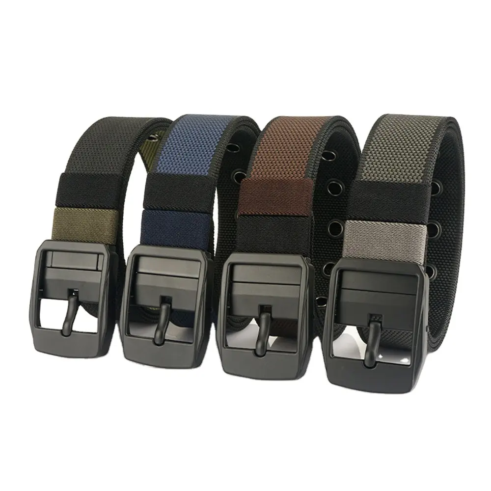 Nylon Web Work Belt Men's Tactical Belt With Rotatable Buckle Adjustable Fit Trim 2 Side Color Switchable Tactical Belt
