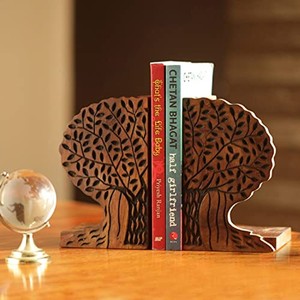Sheesham Wood Geometric Interlocking Bookend Pair | Wholesale Wooden Desk Organizer - Product Image 3