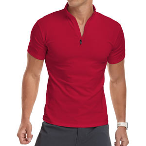 T-shirt d'été personnalisé pour homme, le plus vendu, à col zippé, manches courtes, motif uni, respirant, en tissu 100 % polyester de haute qualité - Product Image 3