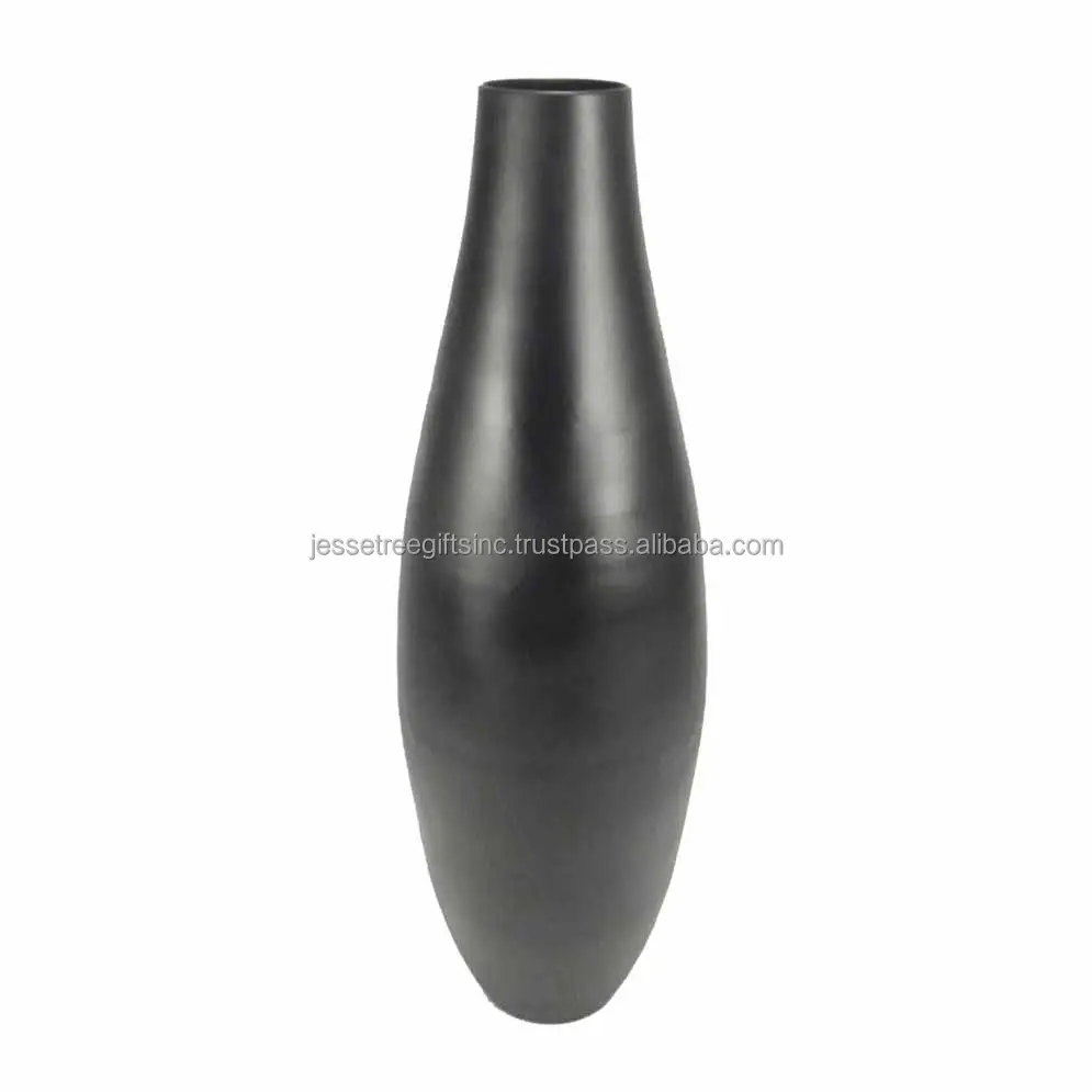Vase à fleur en métal fait main avec peinture en aérosol noire finition forme ronde meilleure qualité pour la décoration de la maison et du salon
