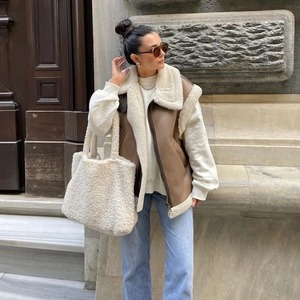 เสื้อกั๊กนักบินหนังแท้ shearling สำหรับผู้หญิงเสื้อกั๊กสำหรับฤดูหนาว - Product Image 3
