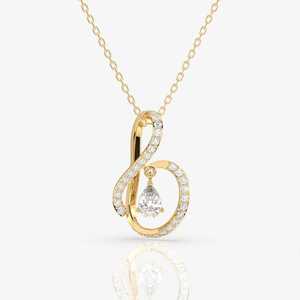 Brilliant Lab Grown Diamond Curved Loop Cut Designer Drop <b>Charm</b> in 14k Yellow Gold Fine Jewelry for Women Fashion Accessory - Product Image 1