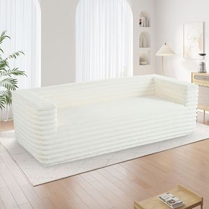 โซฟาผ้ากำมะหยี่ทันสมัย 89 รุ่น 3 ที่นั่ง พร้อมที่วางแขนทรงเหลี่ยม หรูหรา นุ่มสบาย โซฟาห้องนั่งเล่นเนื้อผ้านุ่มพิเศษ เหมาะสำหรับพื้นที่ขนาดเล็ก - Product Image 1