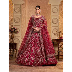Traditional Indian Muslim <b>Clothing</b> & <b>Accessories</b> Elegant Wedding Gown - Product Image 5