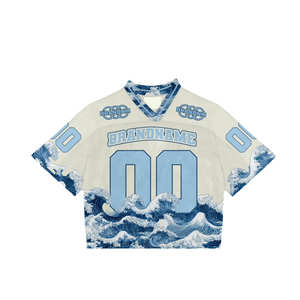 Camiseta de fútbol personalizada estilo streetwear con logo bordado y malla, jersey de fútbol americano con corte de malla, camisetas cortas de malla para fútbol. - Product Image 6