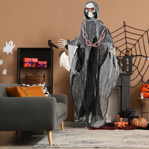 Figura di Grim Reaper di 6,4 Piedi con Occhi Illuminati e Suoni Terrificanti, Decorazione per Halloween - Product Image 3