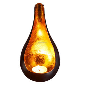 Metal <b>Decorative</b> Candle Holder Black with Gold Large Is a Chic Black Candle Holder with Gold Interior in <b>Egg</b> Shape - Product Image 4