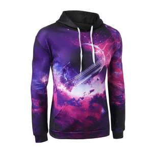 Sweat-shirt à capuche pour homme, imprimé galaxie violet, avec poche, coupe classique, décontracté, design imprimé par sublimation, vêtement d'automne - Product Image 2