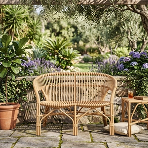 Sofá de Ratán Monaco Mandola, Muebles de Exterior, Núcleo de Ratán Premium, Tejido a Mano, Bancos de Dos Plazas, Estilo Resort, Salón de Patio - Product Image 4