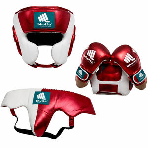 Conjuntos de boxeo profesionales de alta calidad, multicolor, de cuero, cómodos, con guantes de boxeo, protector de cabeza y protección para la zona íntima. - Product Image 2