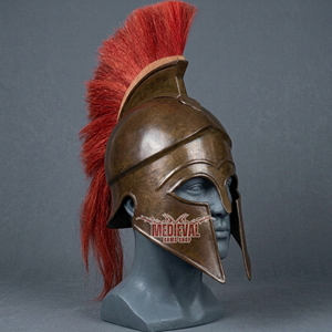 Medieval Anteque Centurion Greek <b>Spartan</b> Mild Steel Helmet with Red Horsehair Crest Handmade for Reenactment Halloween and Ester - Product Image 4