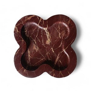 Bandeja Decorativa de Mármol Rojo Zebra con Forma de Flor, Bandeja de Servicio de Piedra Natural, Decoración de Hogar de Lujo - Product Image 5