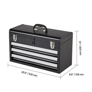 20.5-inch Portable Metal <b>Tool</b> <b>Box</b> with 3 Ball Bearing Slide Drawers <b>Small</b> <b>Tool</b> Chest Liners High-quality EVA - Product Image 5