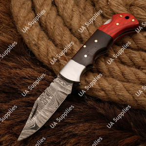 Cuchillo Plegable de Acero de Damasco Hecho a Mano, Hoja Afilada Tipo Clip Point, Alta Calidad, EDC, Supervivencia, Caza, Camping, Táctico, OEM, DIY - Product Image 3